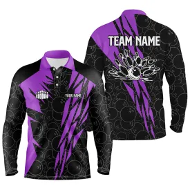 Bowling Strike Team League Multicolor Option Customized Name Bowling Long Sleeve Polo Shirt