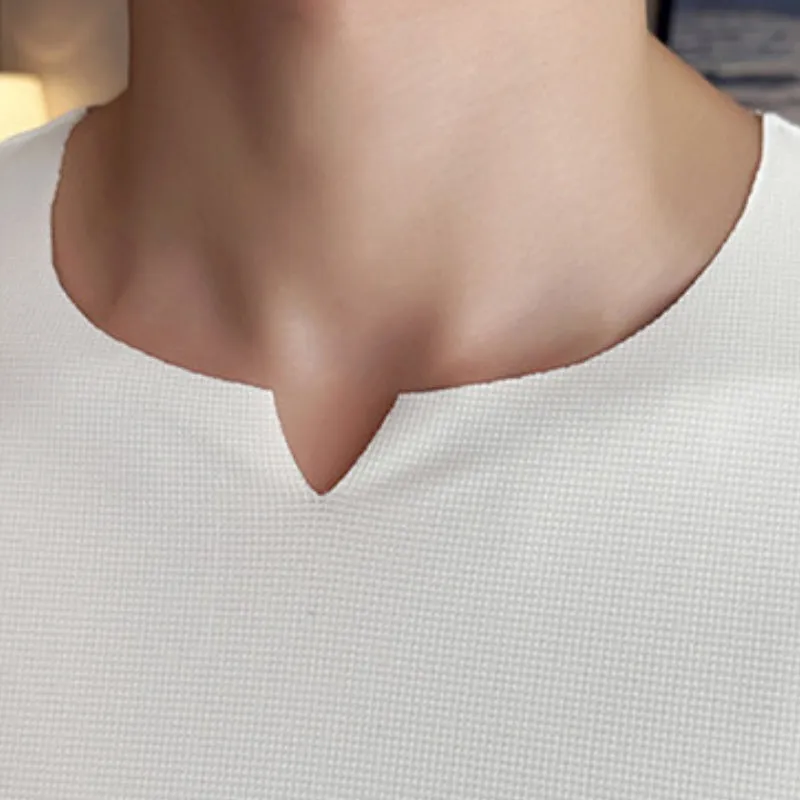 Breathable V-neck Ice Silk Short-sleeved T-shirt