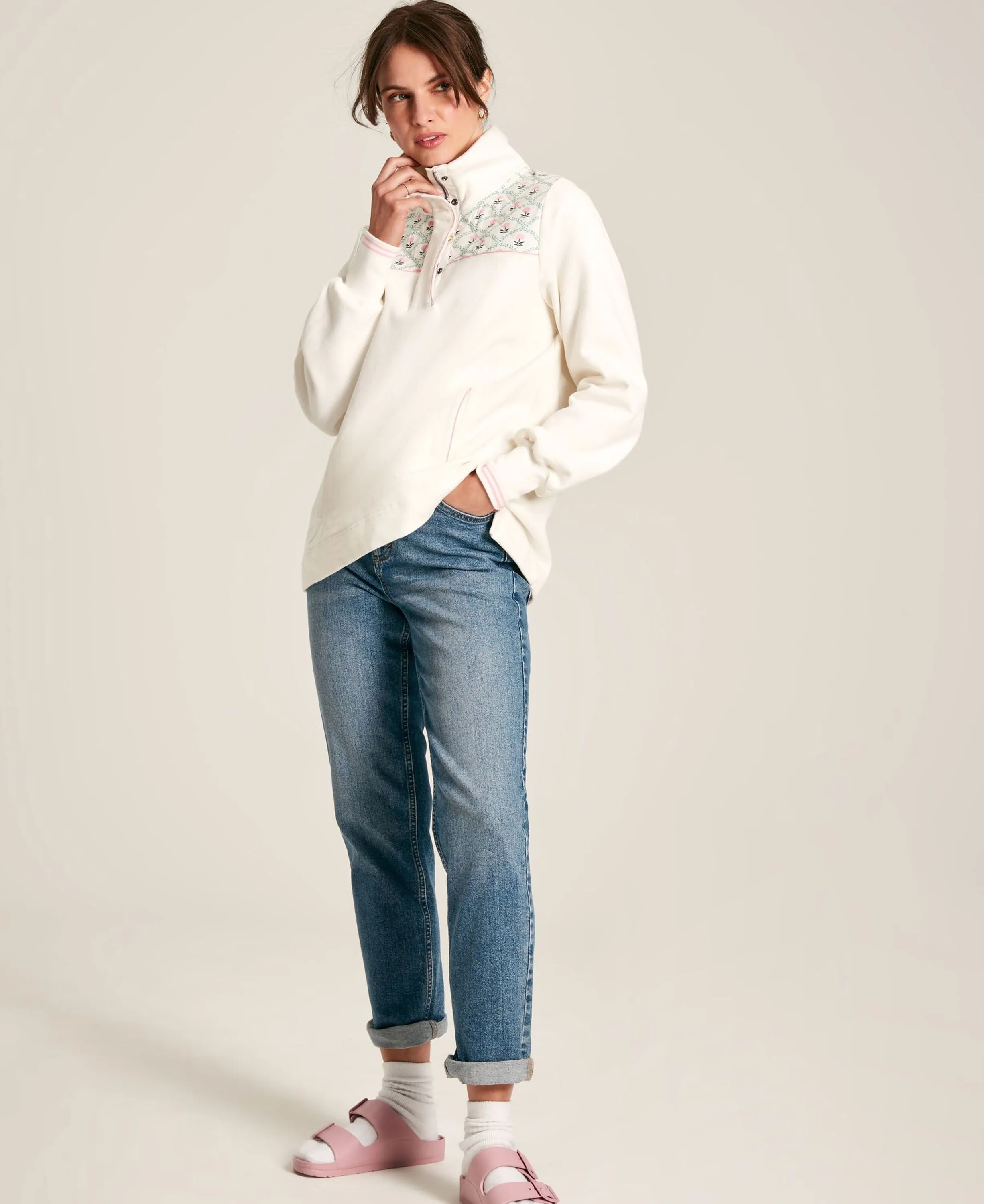 Burnham Funnel Neck Sweatshirt - Cream