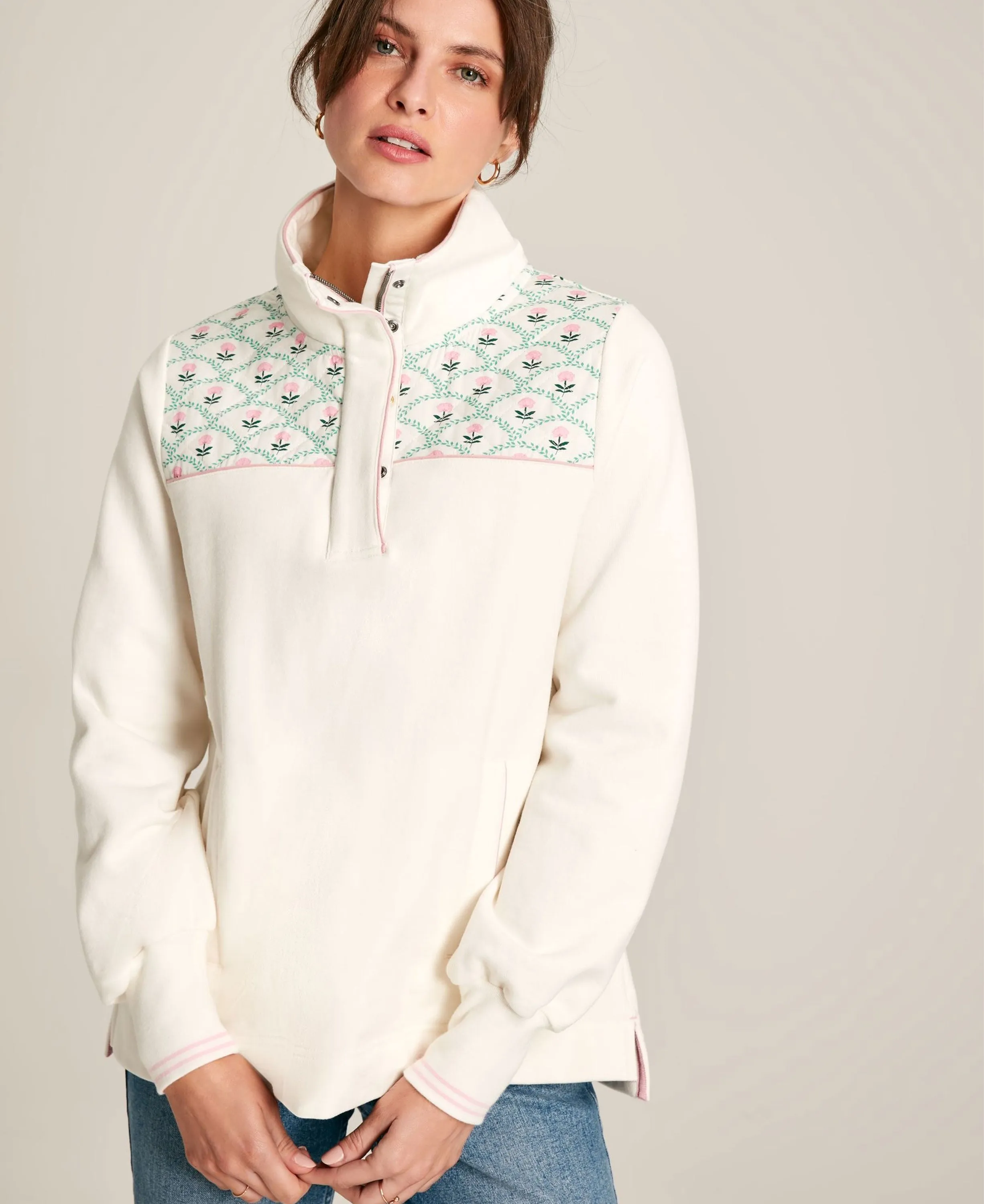 Burnham Funnel Neck Sweatshirt - Cream