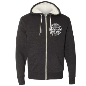 Premium Unisex Full-Zip Sherpa-Lined Sweatshirt in Heathered Charcoal - California Original Classic