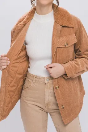 Callista Corduroy Jacket With Sherpa Collar Lining