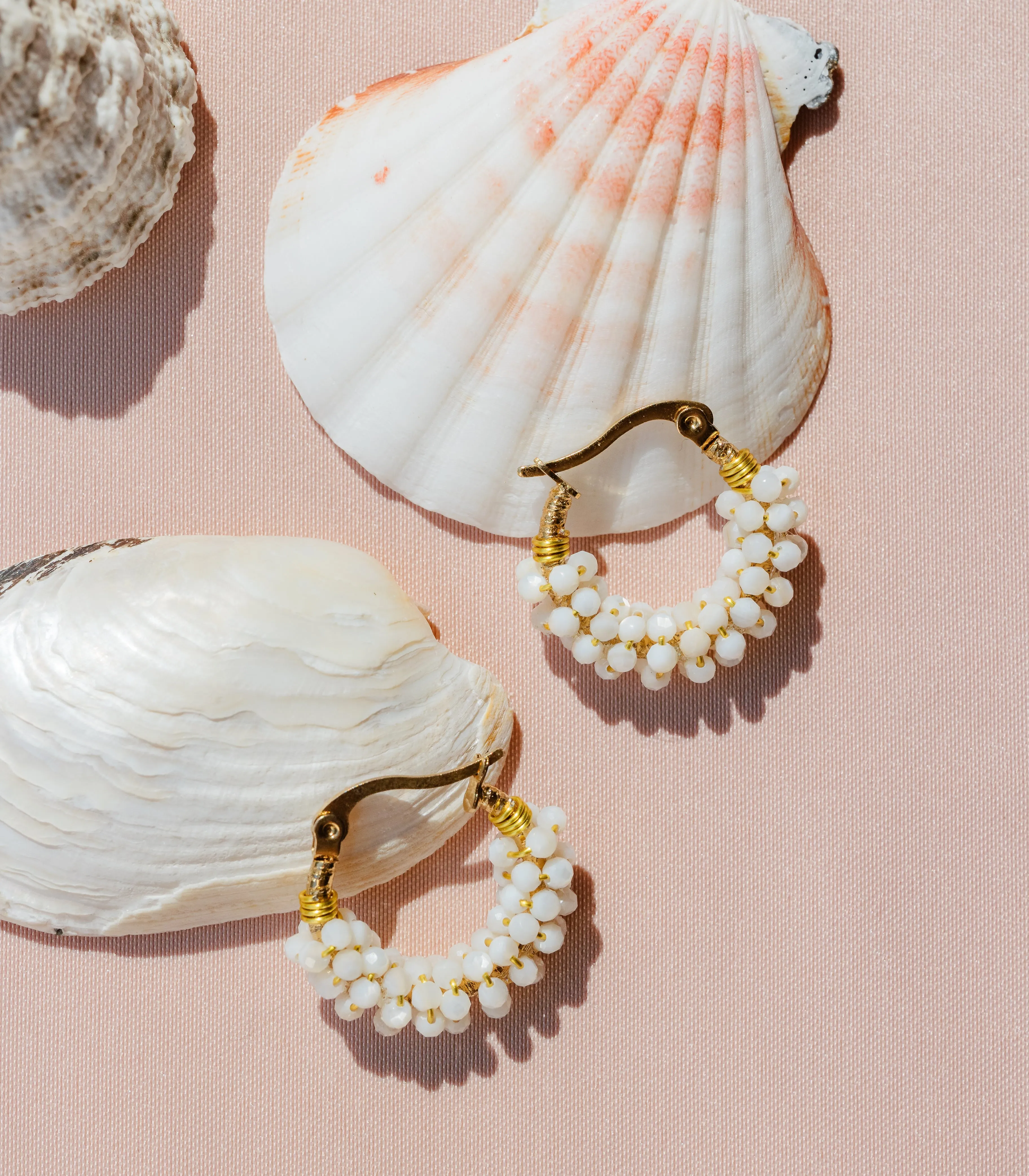 Cascara Mother of Pearl Mini Hoop Earrings