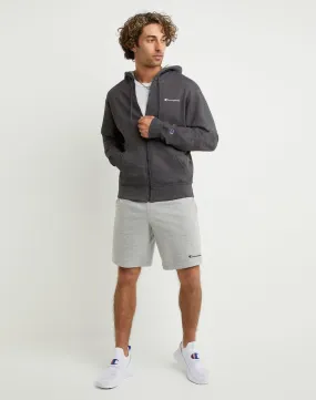 Champion Men's Powerblend Fleece Full Zip Hoodie Script Logo Granite Heather GF91H Y08160 0OC