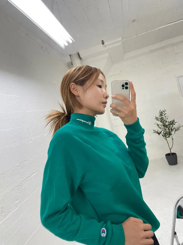 Champion Women's Powerblend Mock Neck Sweater Emerald Night W59220 586OEA MAC