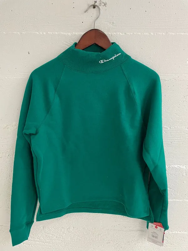 Champion Women's Powerblend Mock Neck Sweater Emerald Night W59220 586OEA MAC