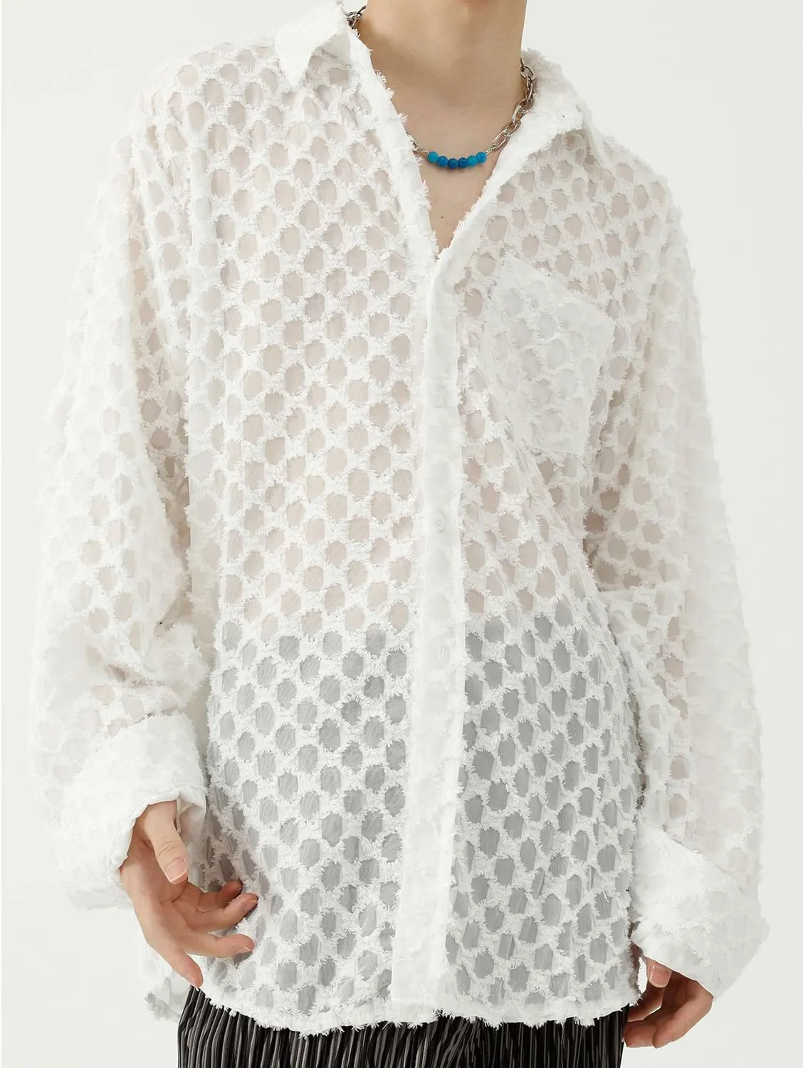 Checker Sheer Translucent Shirt