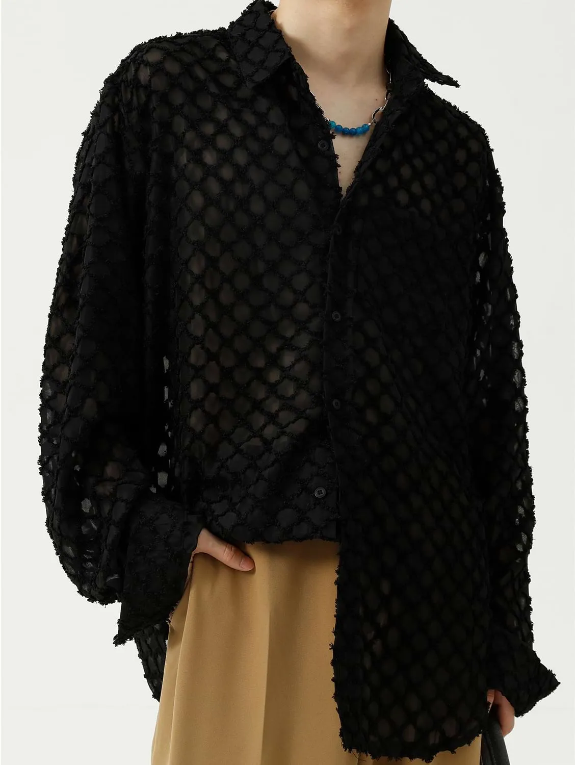 Checker Sheer Translucent Shirt