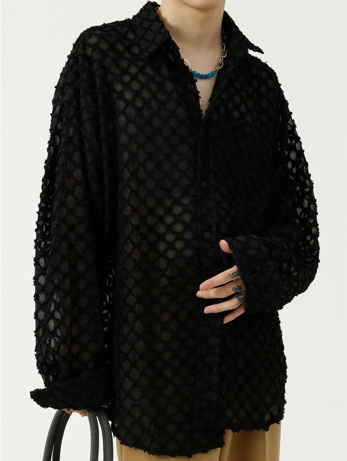 Checker Sheer Translucent Shirt
