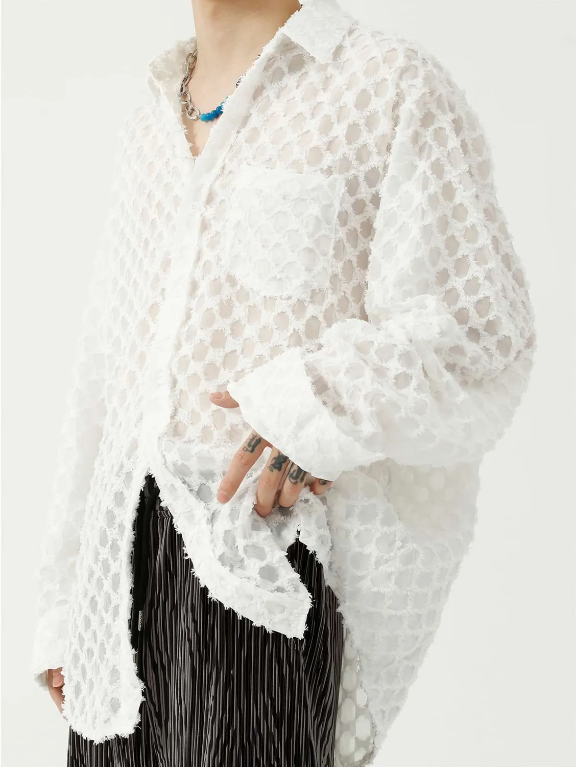 Checker Sheer Translucent Shirt