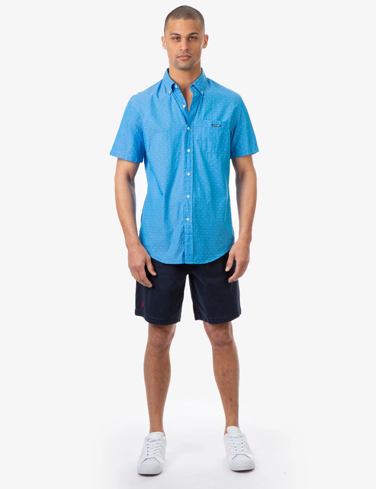 CLASSIC FIT DOBBY PATTERN SHORT SLEEVE SHIRT