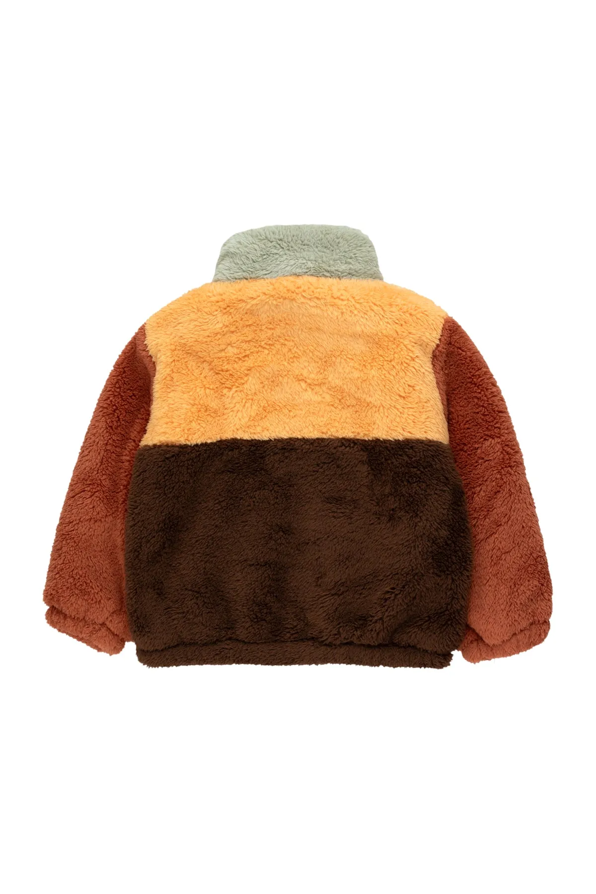 Color Block Polar Sherpa Jacket – dark brown/soft yellow