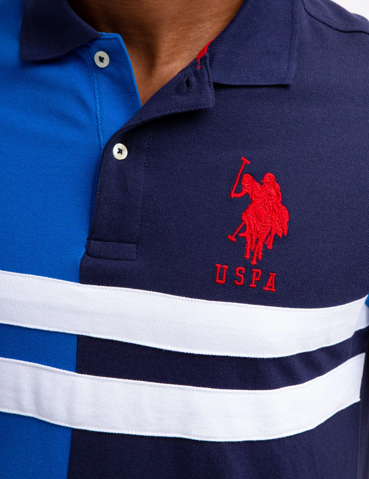 COLORBLOCK CHEST STRIPE PIQUE POLO SHIRT