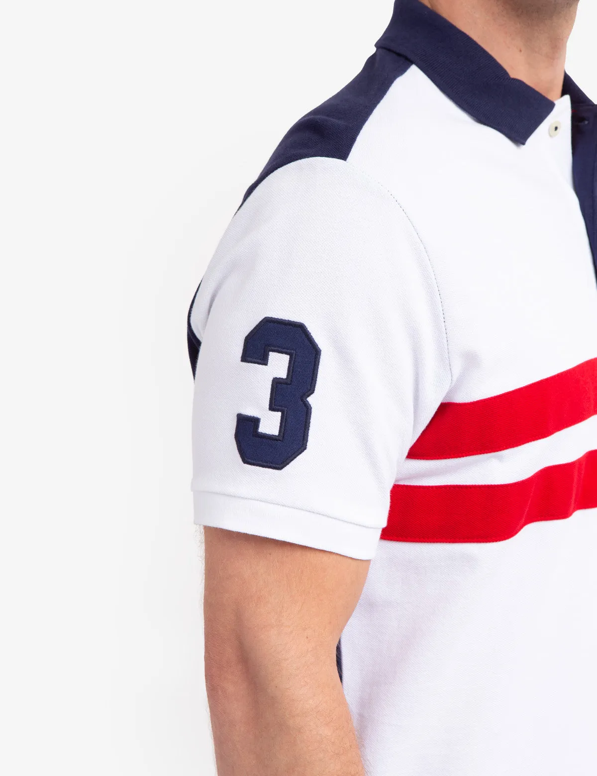 COLORBLOCK CHEST STRIPE PIQUE POLO SHIRT