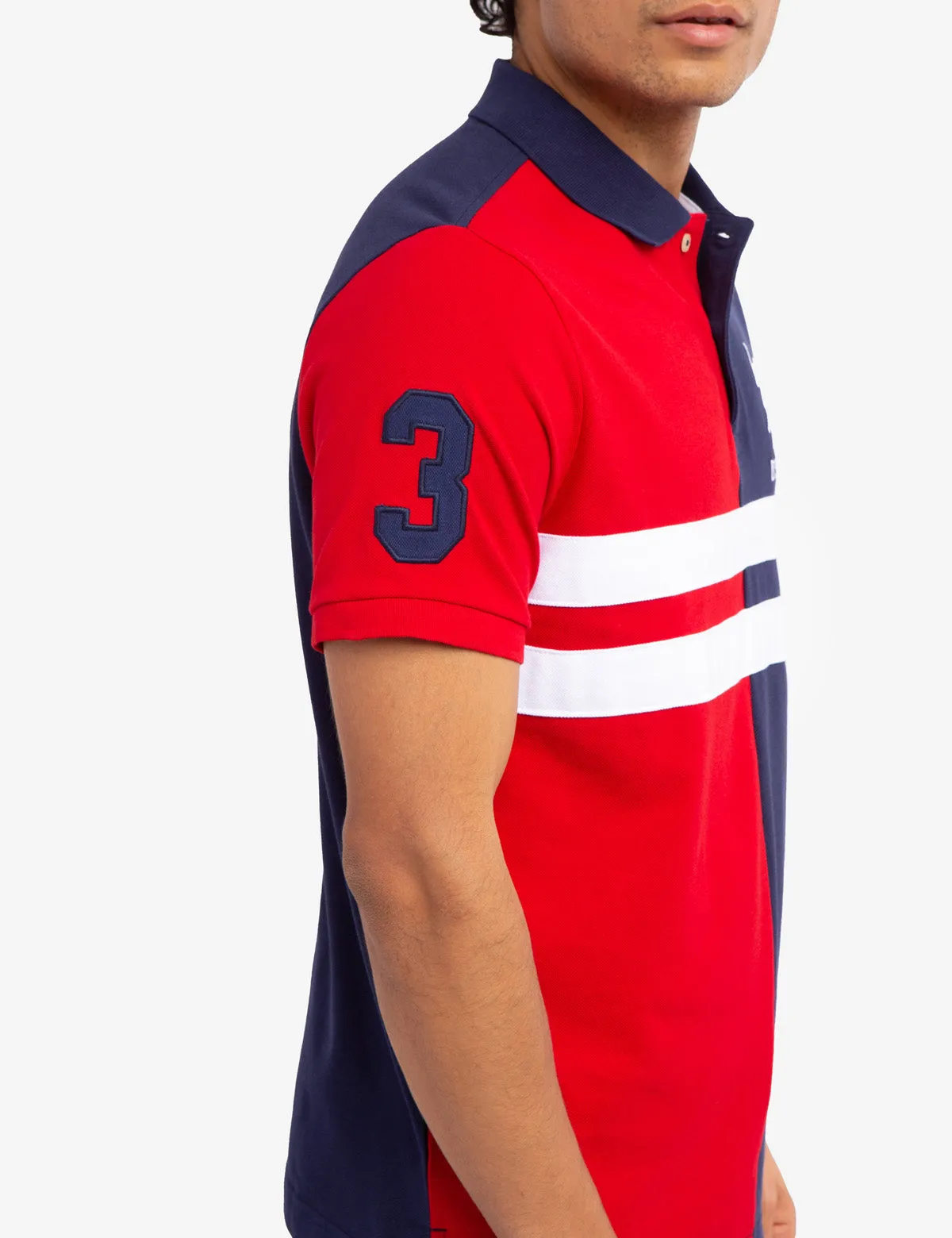 COLORBLOCK CHEST STRIPE PIQUE POLO SHIRT
