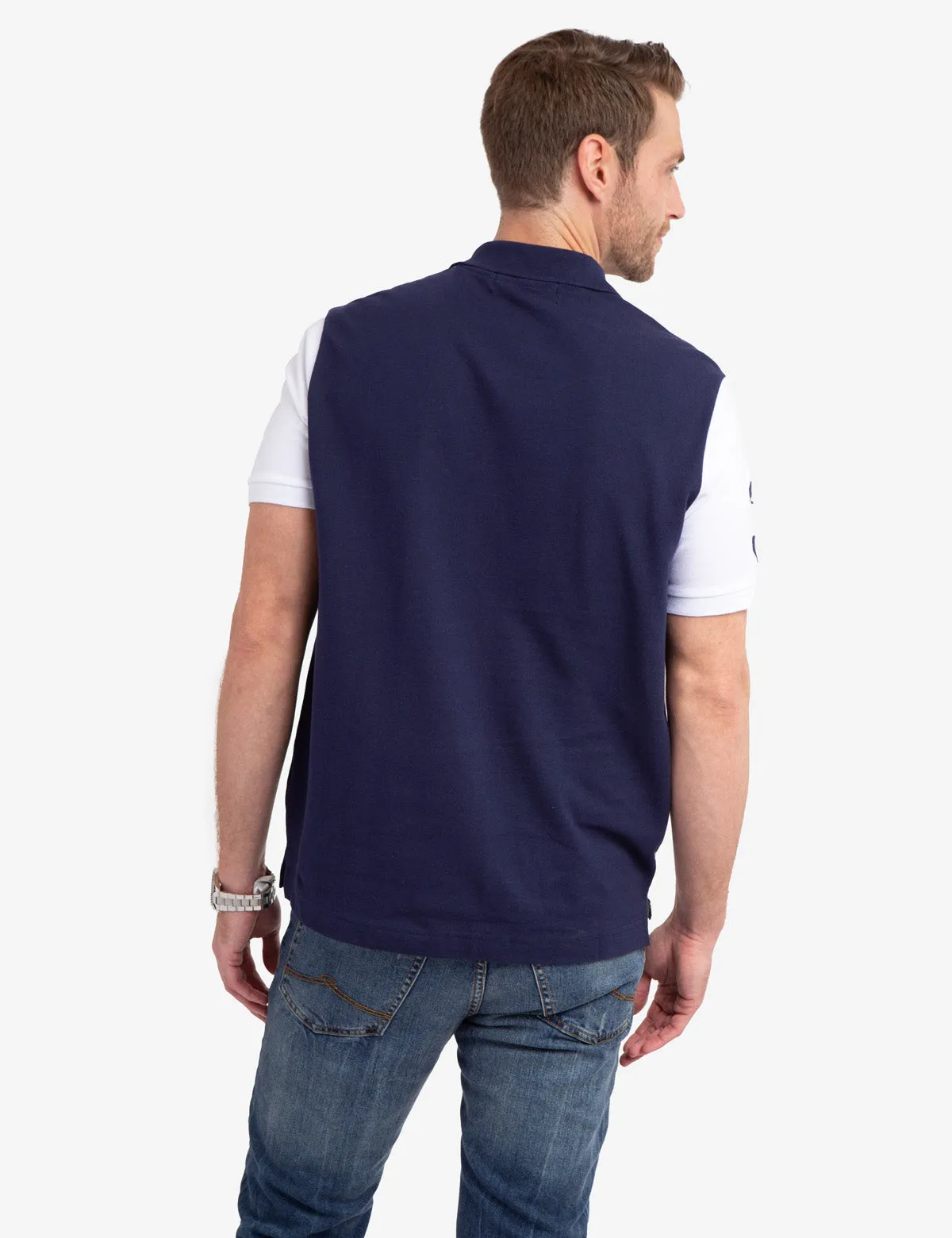 COLORBLOCK CHEST STRIPE PIQUE POLO SHIRT