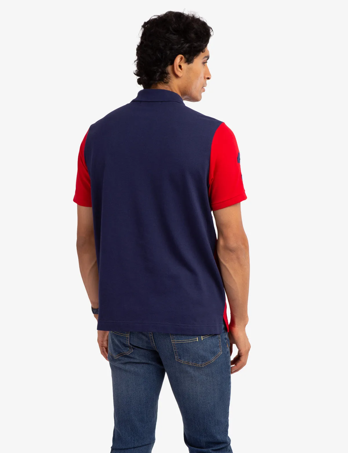 COLORBLOCK CHEST STRIPE PIQUE POLO SHIRT