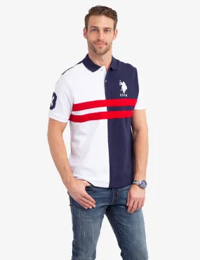 COLORBLOCK CHEST STRIPE PIQUE POLO SHIRT