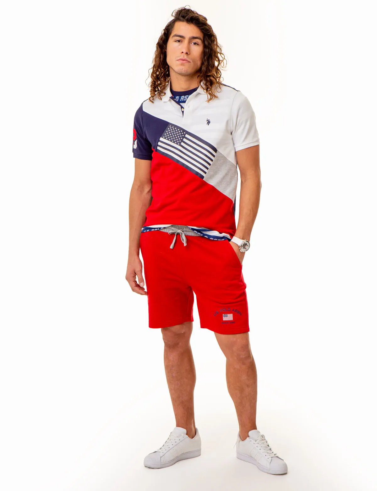 COLORBLOCK FLAG GRAPHIC PIQUE POLO SHIRT