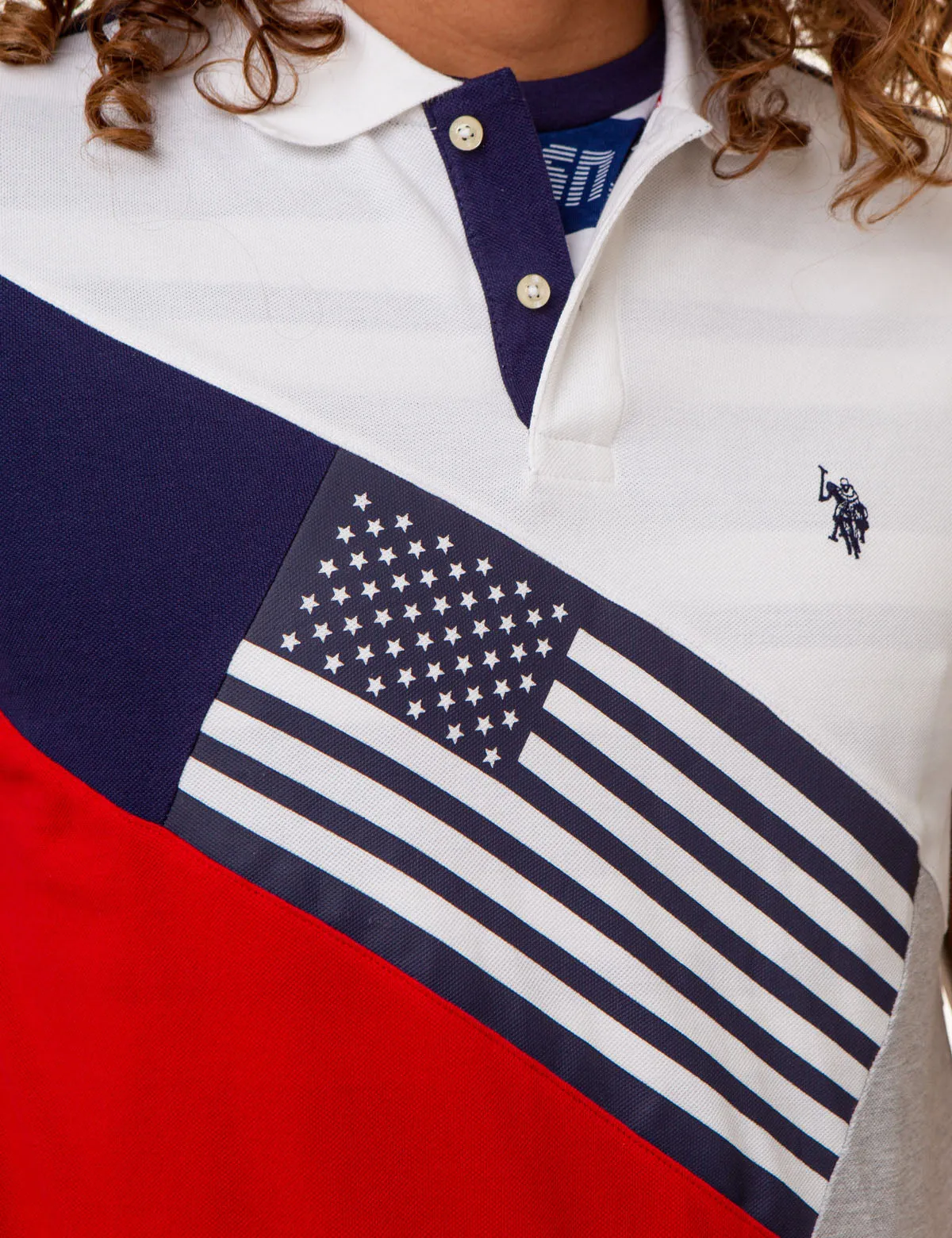 COLORBLOCK FLAG GRAPHIC PIQUE POLO SHIRT