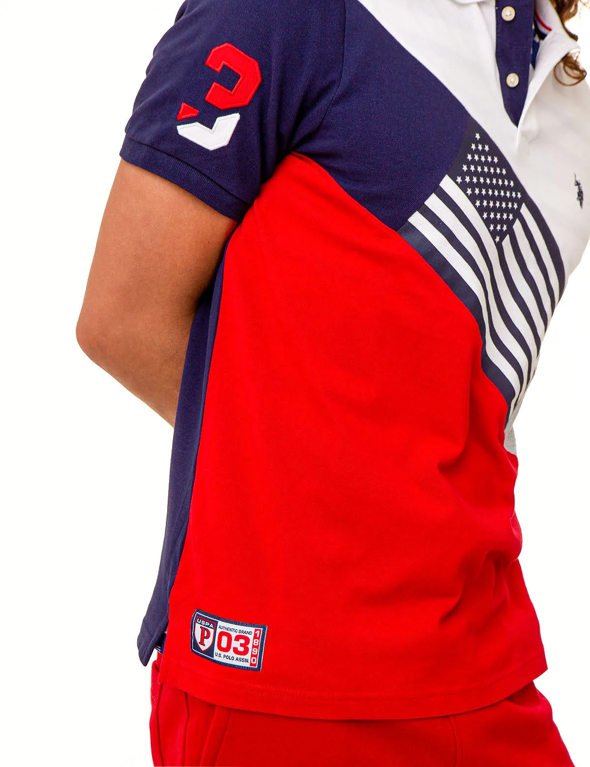 COLORBLOCK FLAG GRAPHIC PIQUE POLO SHIRT