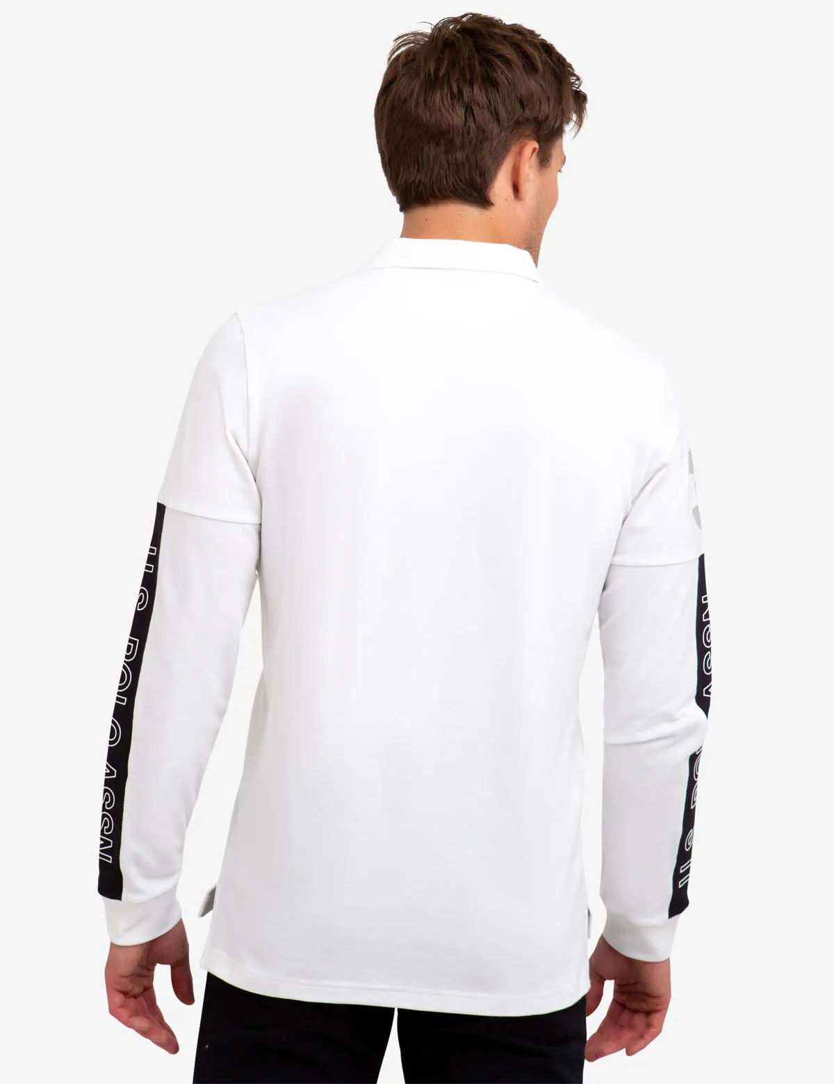 COLORBLOCK ZIP POCKET LONG SLEEVE STRETCH POLO SHIRT
