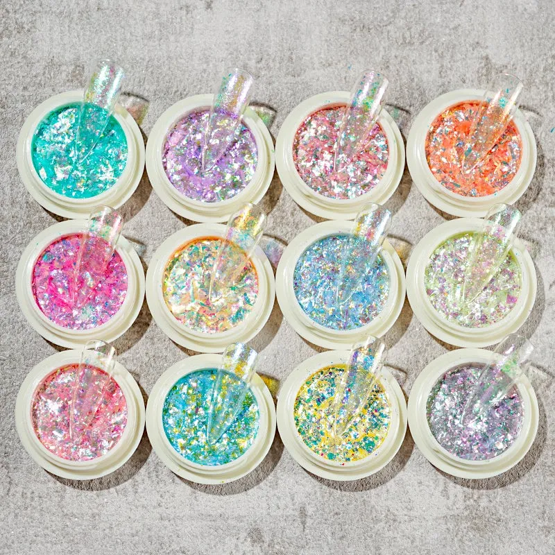 Colourful Nail Art Glitter Iridescent Flakes Sequins