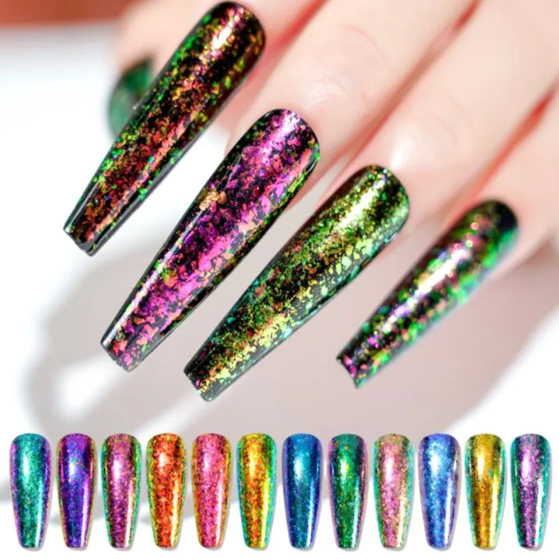Colourful Nail Art Glitter Iridescent Flakes Sequins