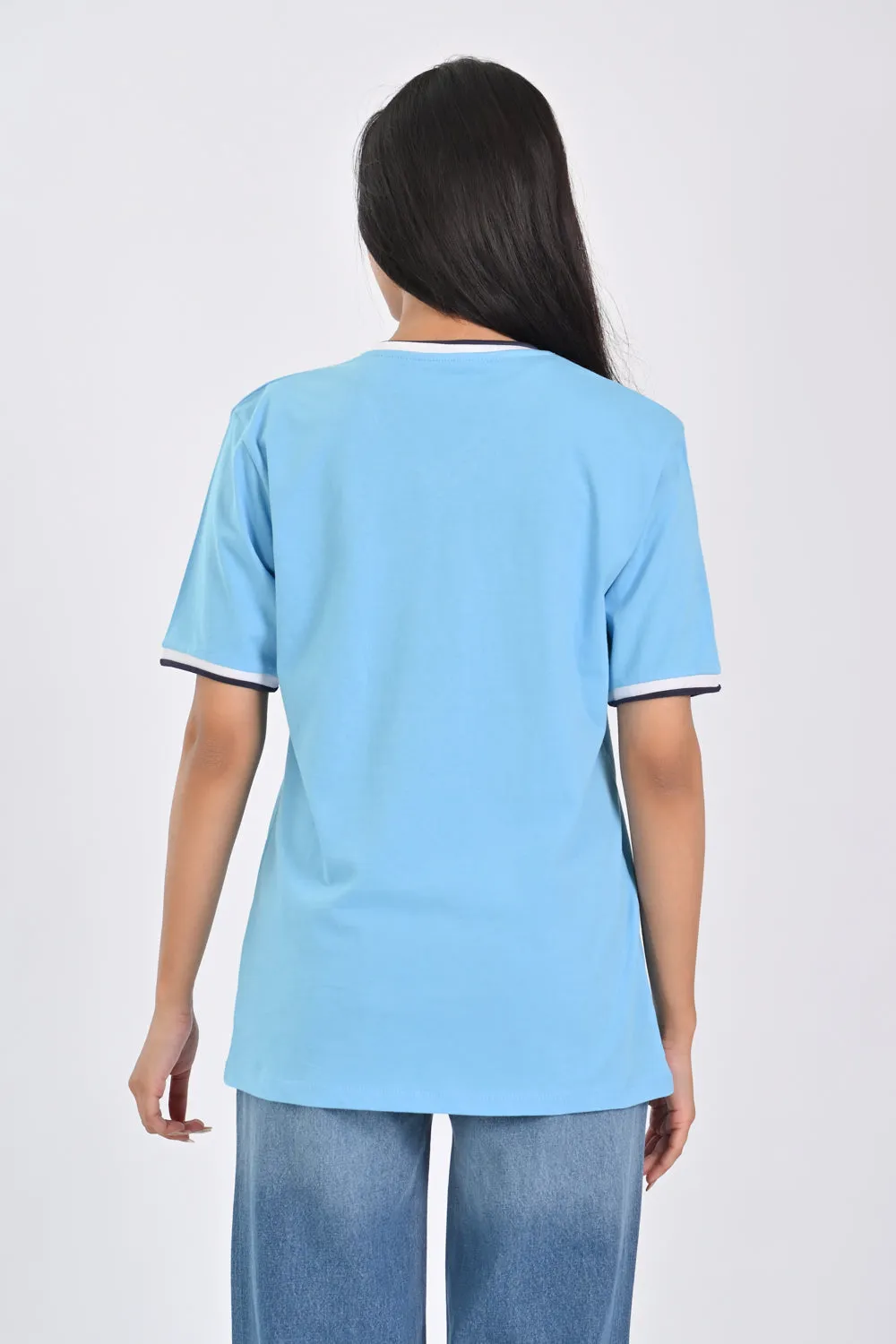 CONTRAST V NECK TEE