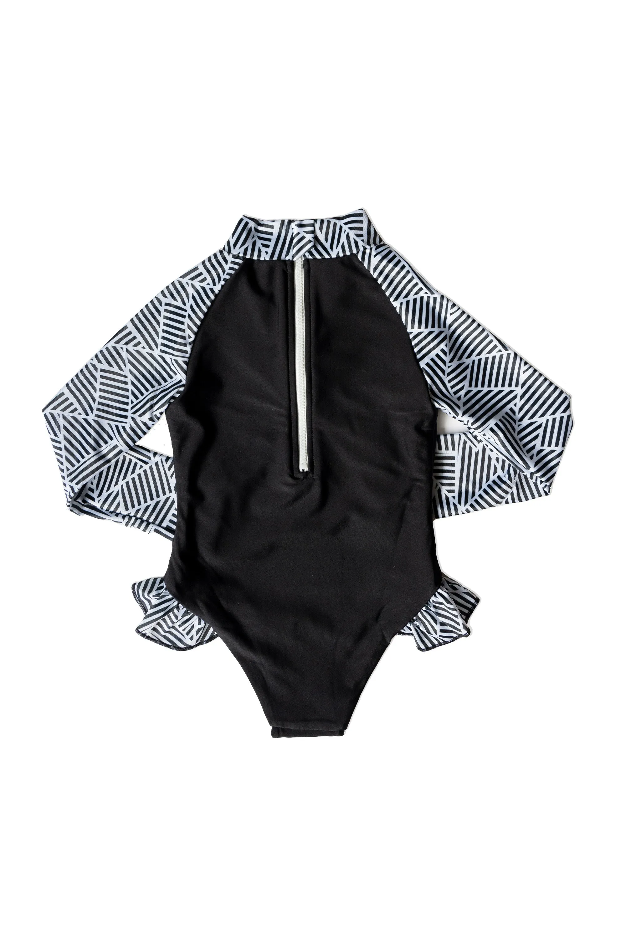 Coral Girls' Long Sleeve Swimsuit - Black/Tile