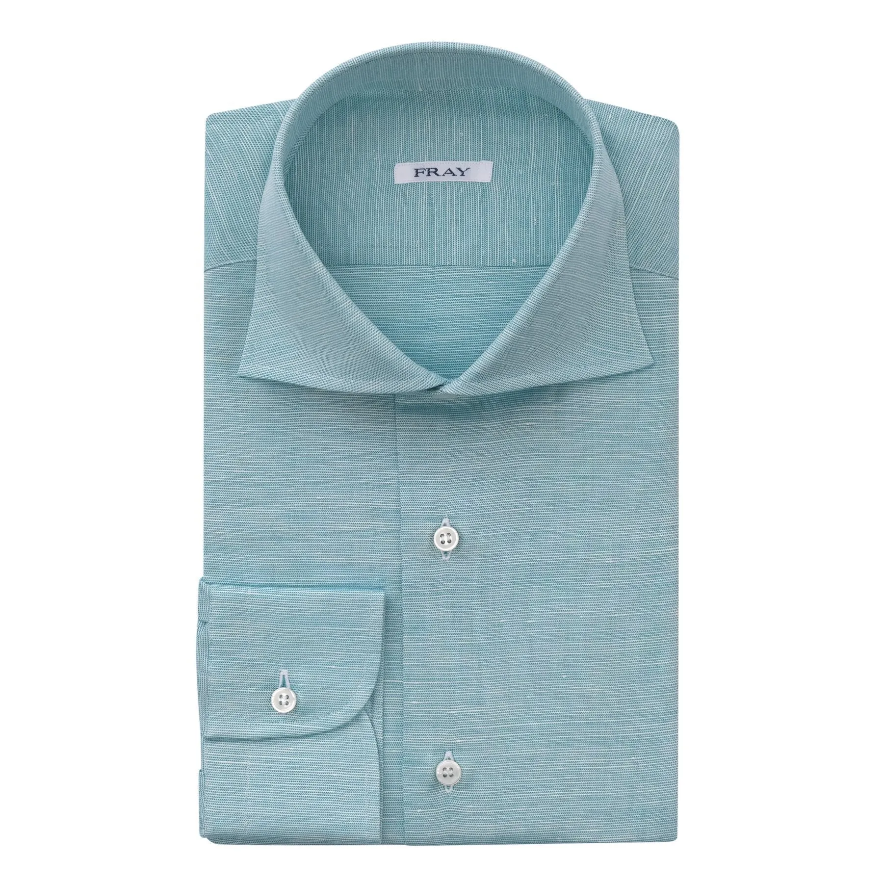 Cotton and Hemp-Blend Ocean Blue Shirt with Round French Cuff