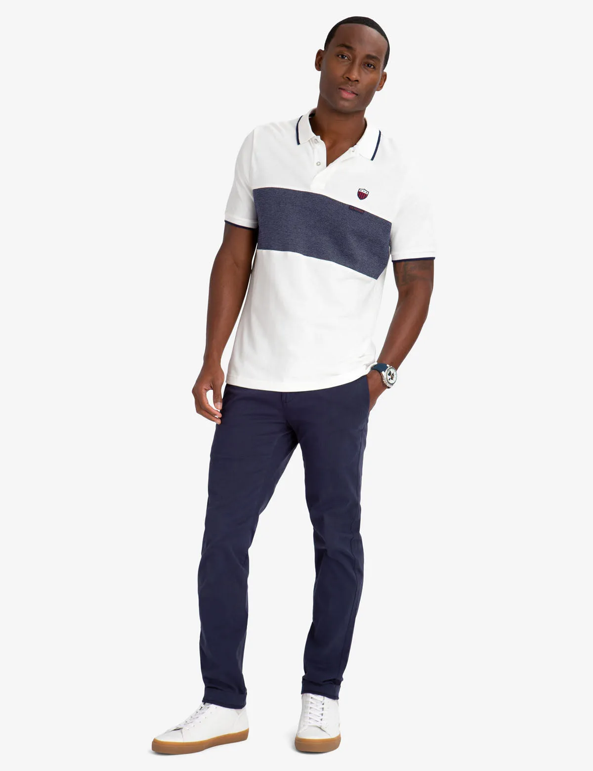 CREST TEXTURE STRIPED POLO SHIRT