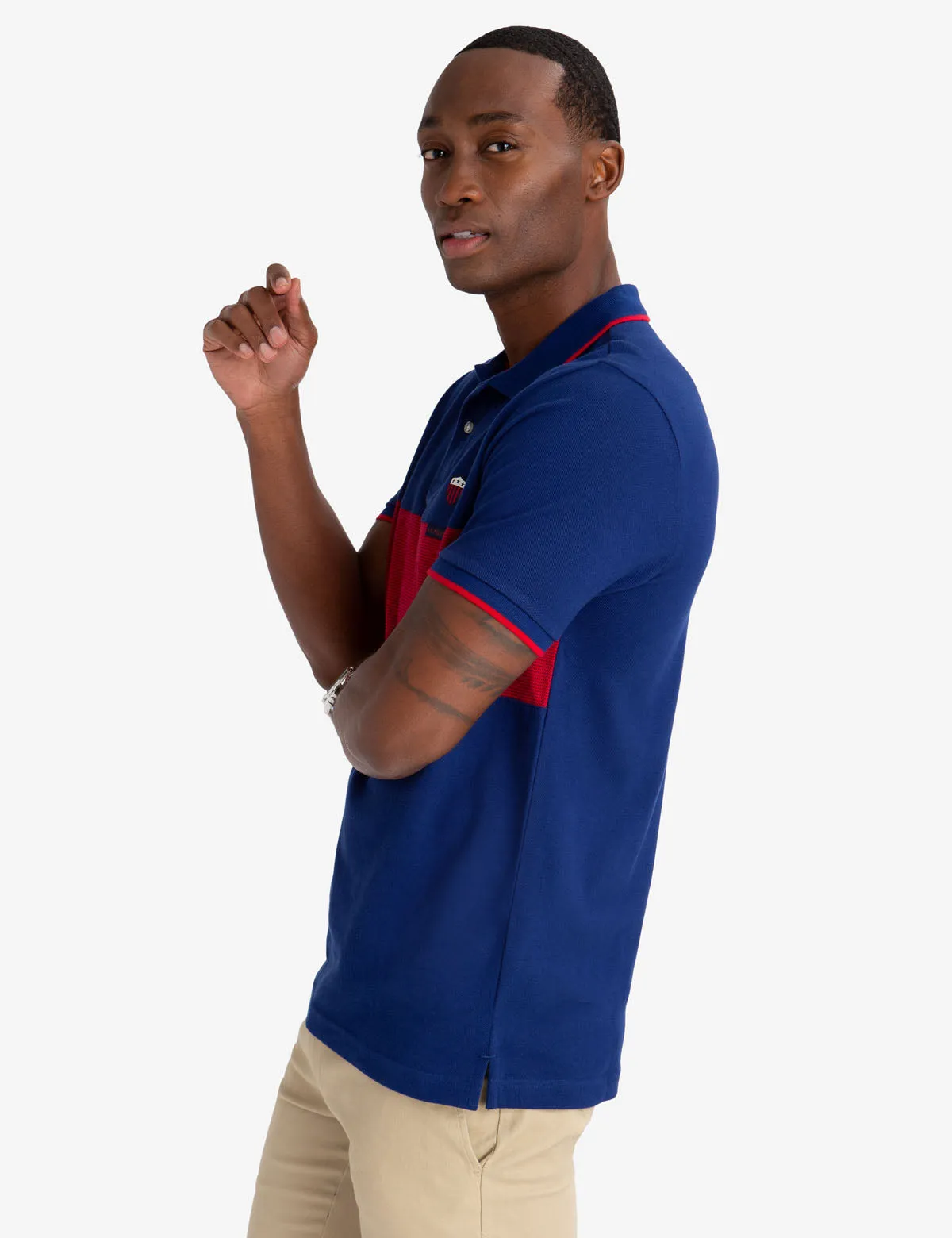CREST TEXTURE STRIPED POLO SHIRT