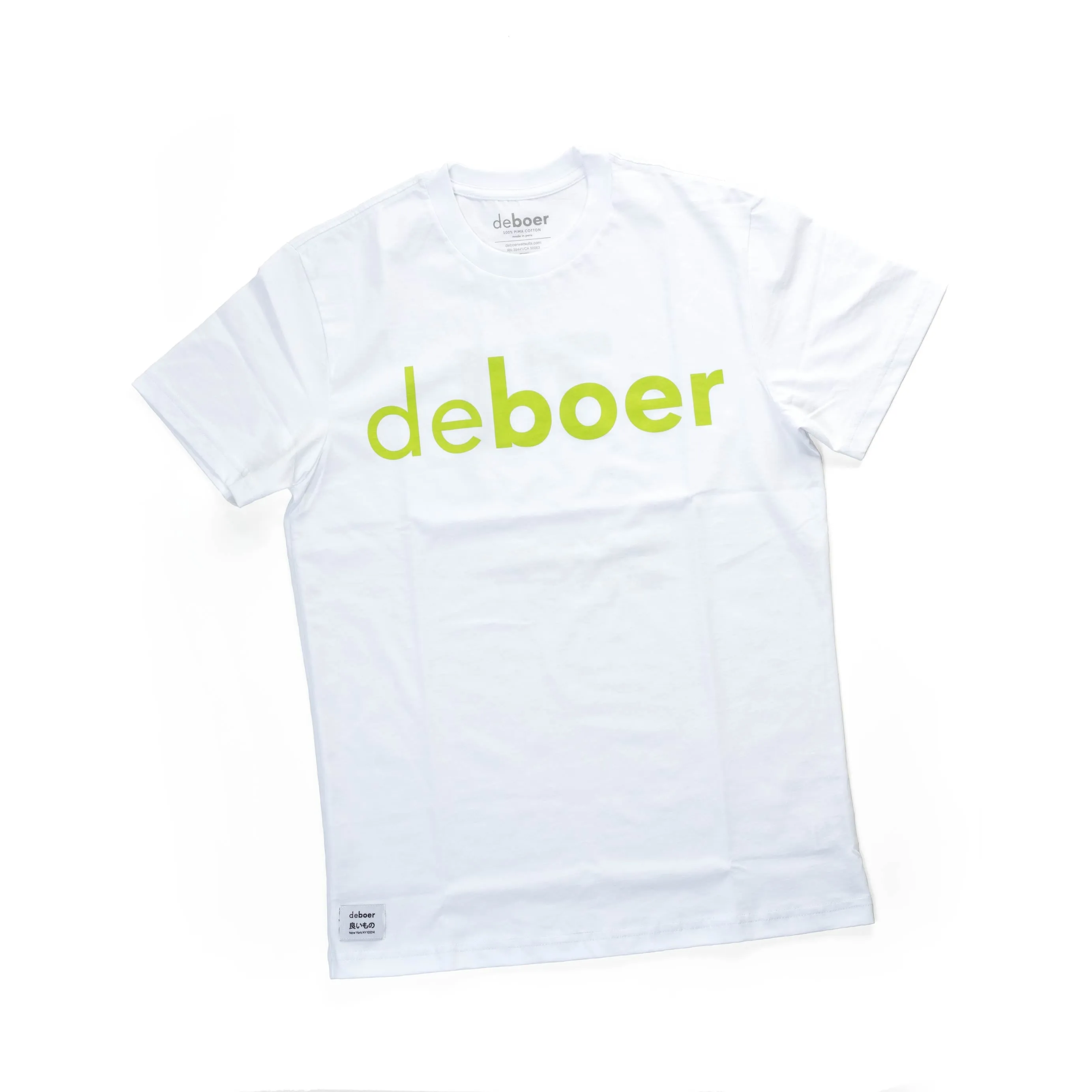 deboer men's tee white & lime