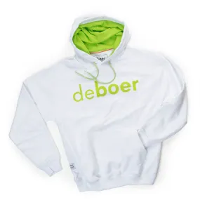 deboer premium hoodie white & lime