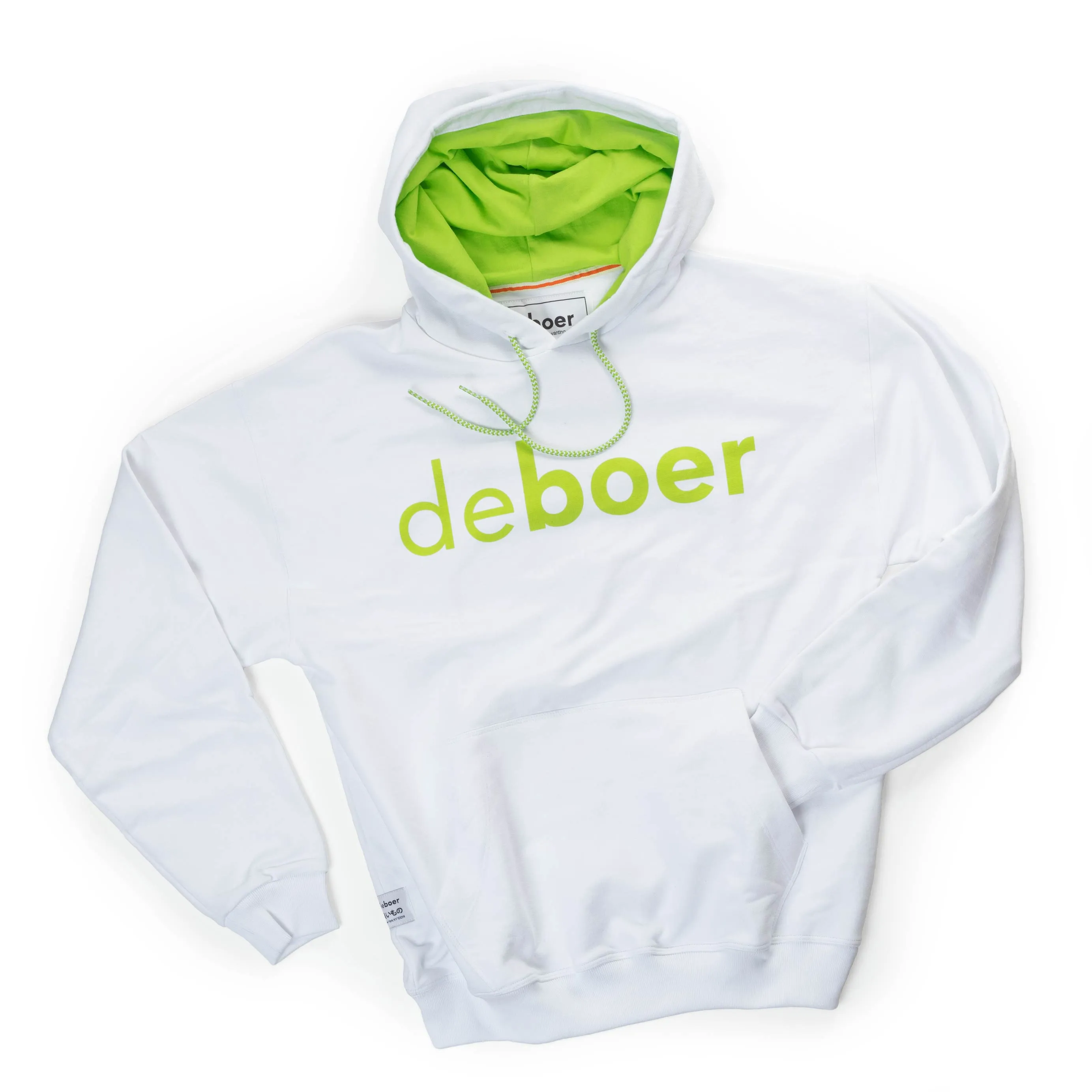 deboer premium hoodie white & lime