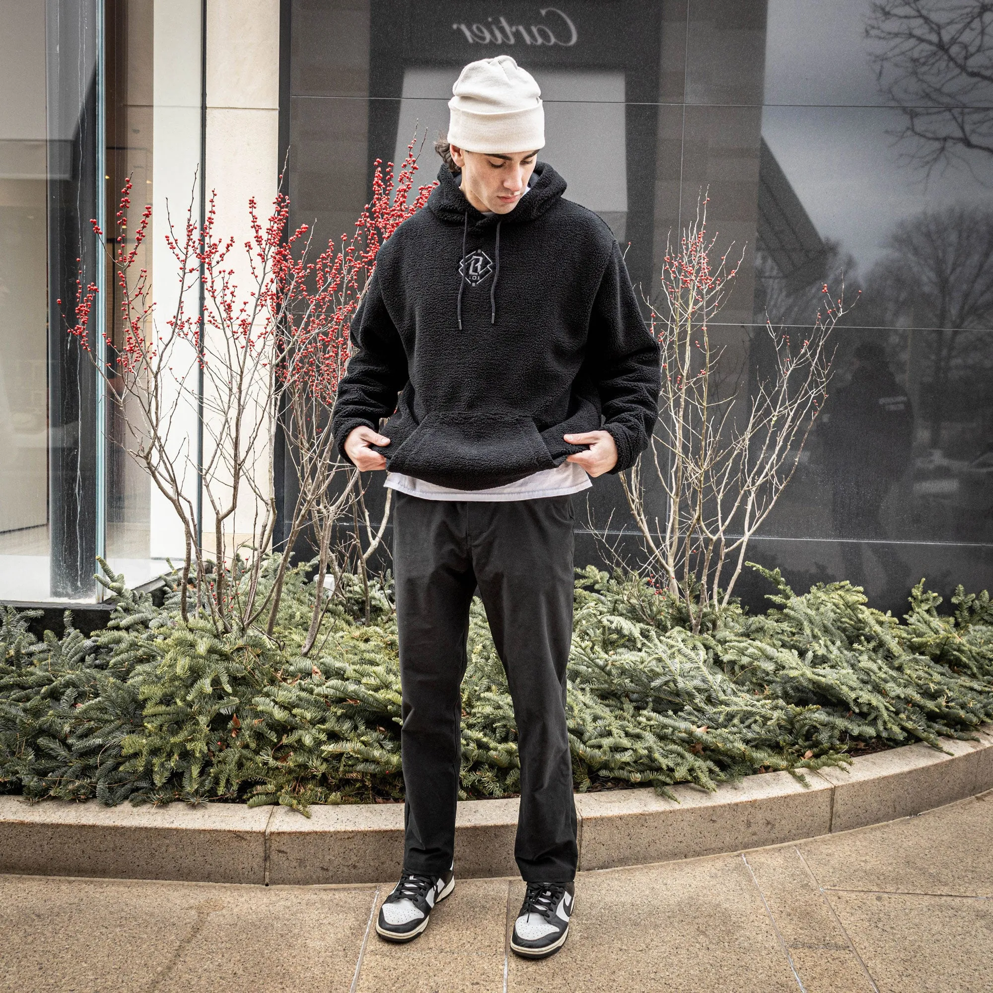 Diamond Sherpa Hoodie - Black