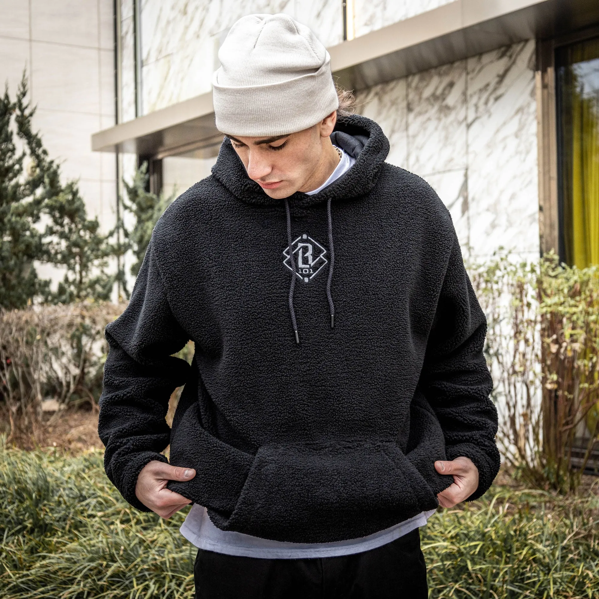 Diamond Sherpa Hoodie - Black