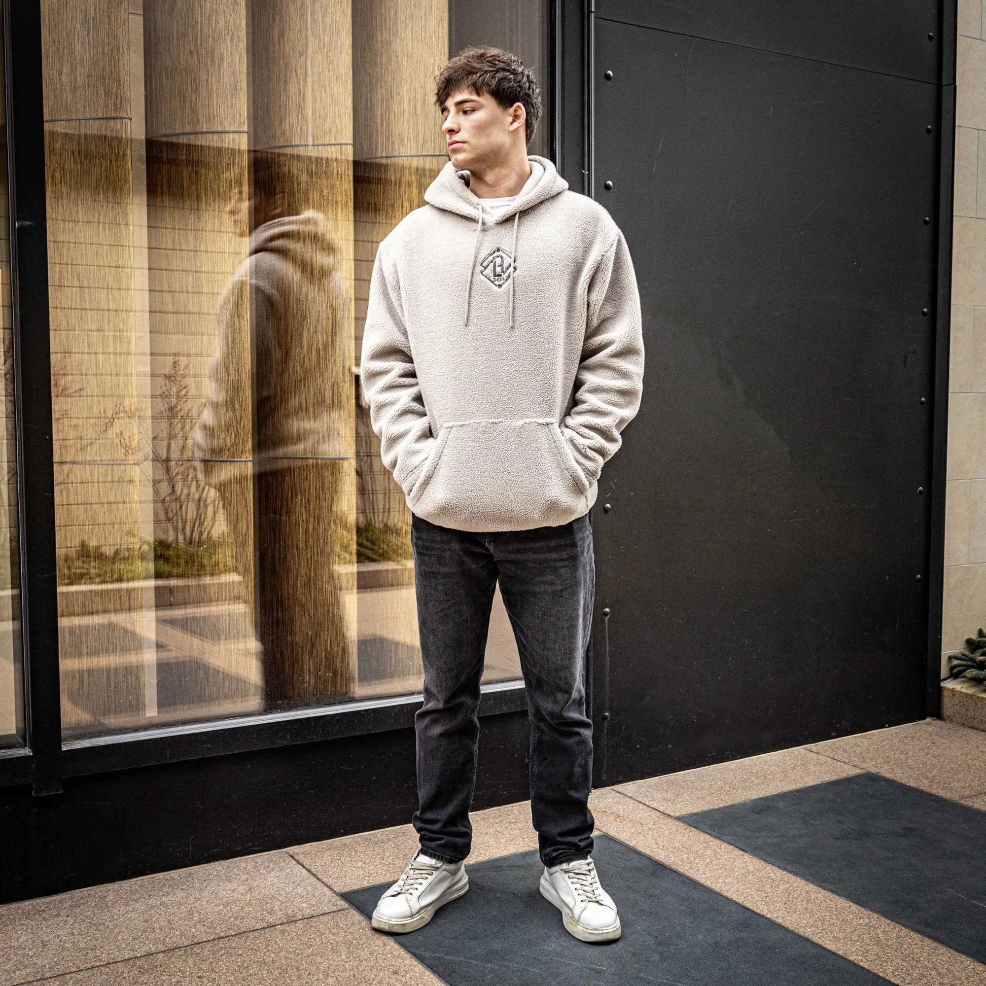 Diamond Sherpa Hoodie - Stone
