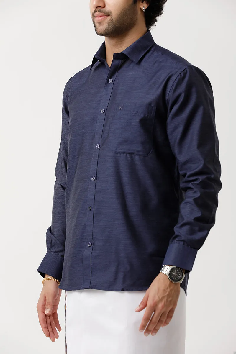 Divine - Berry Blue Matching Shirt and Dhoti Set For Men | Uathayam