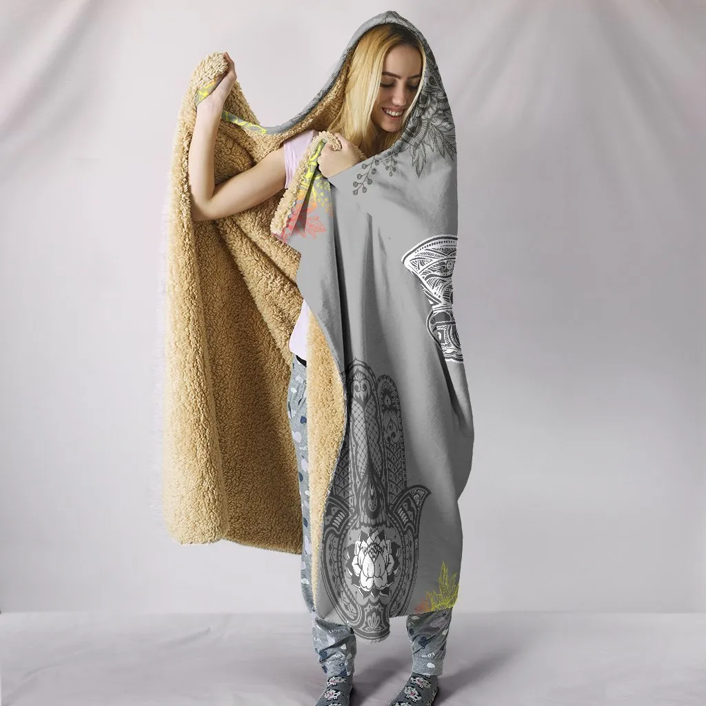 Dragonfly Hamsa Mandala Hooded Blanket