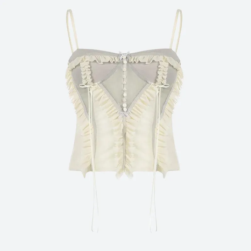 Fairycore Ruffled Mesh Corset Top