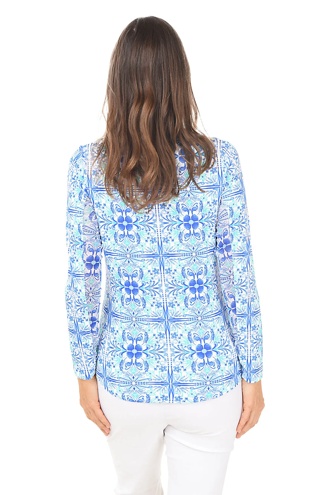 Flower Tile Double Ruffle UPF50  Sun Shirt