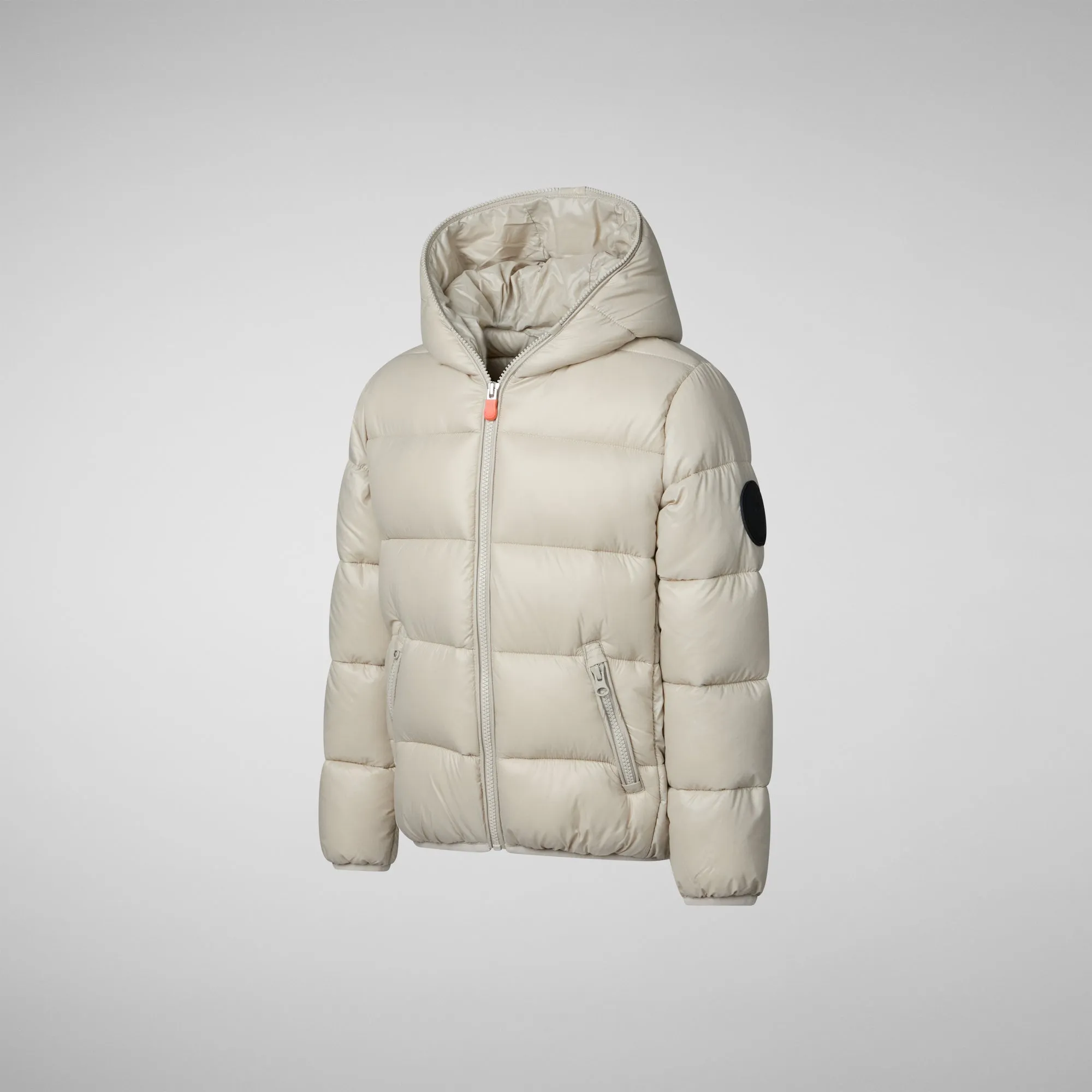 Girls' animal free puffer jacket Kate in rainy beige