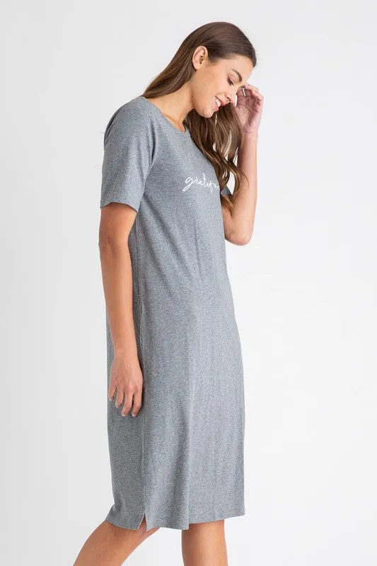 Grateful Tee Dress in Charcoal