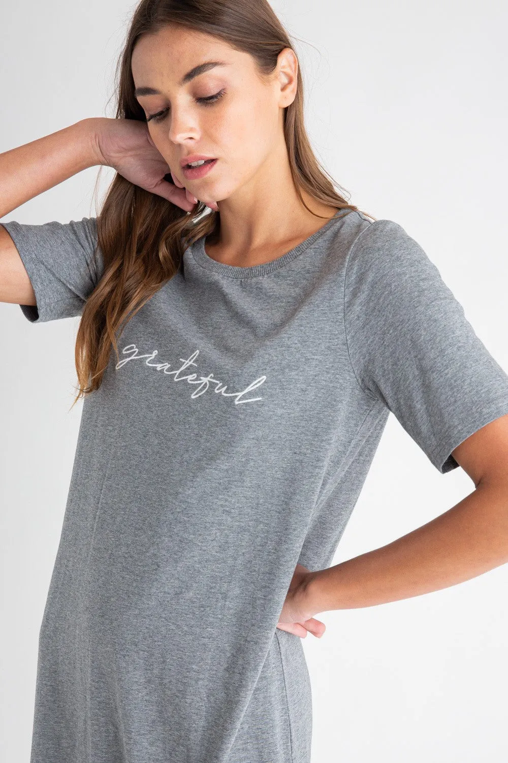 Grateful Tee Dress in Charcoal