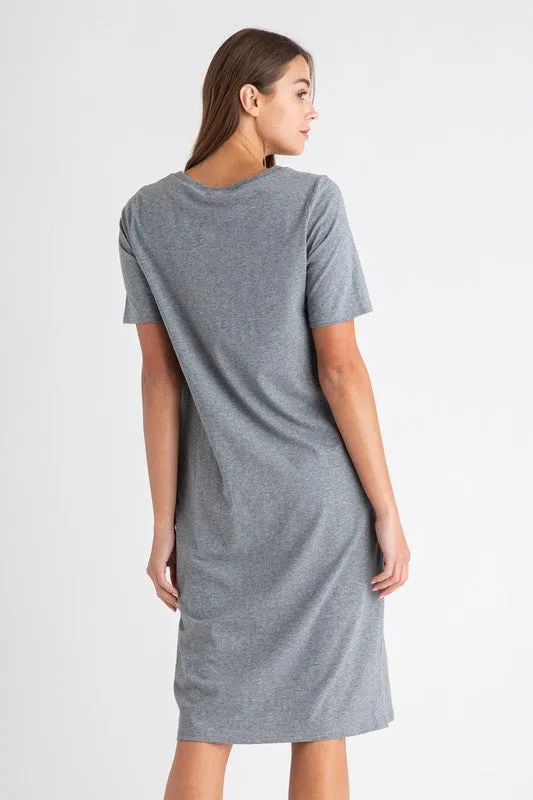 Grateful Tee Dress in Charcoal