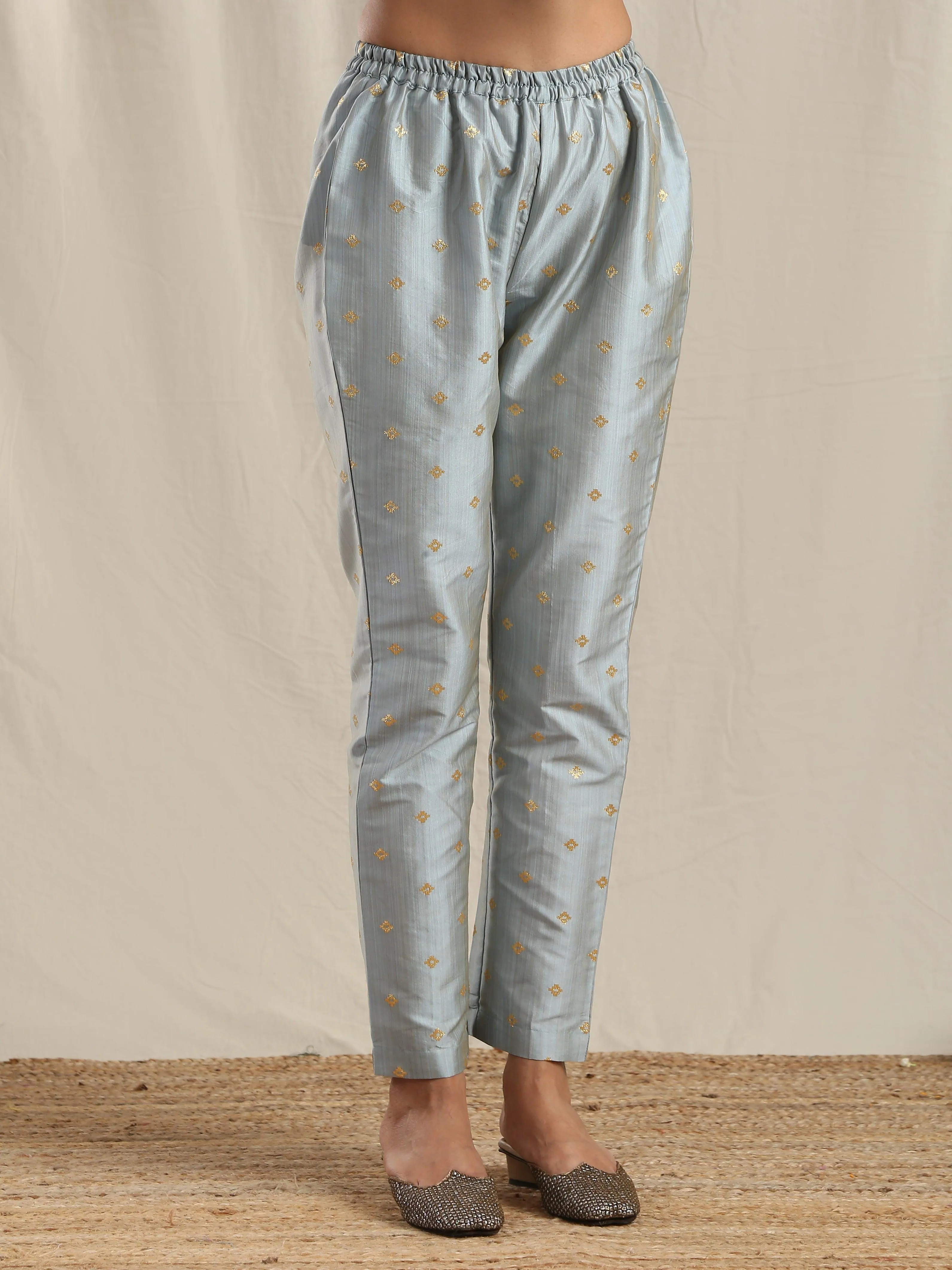 Grey Silk Kurta Pant Set
