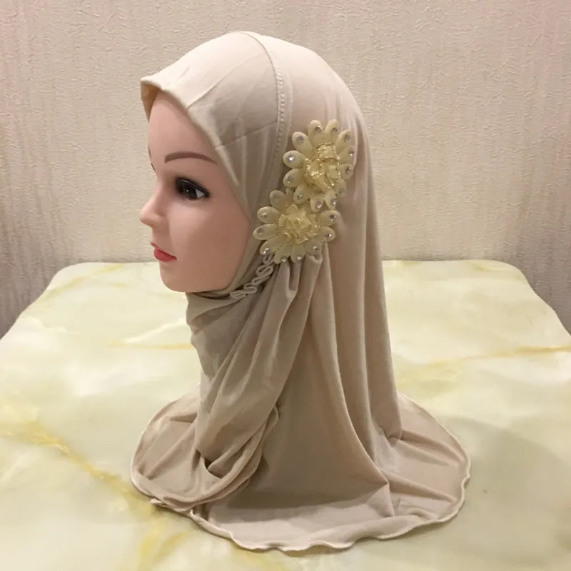 H081  2~7 years old kids muslim instant hijab