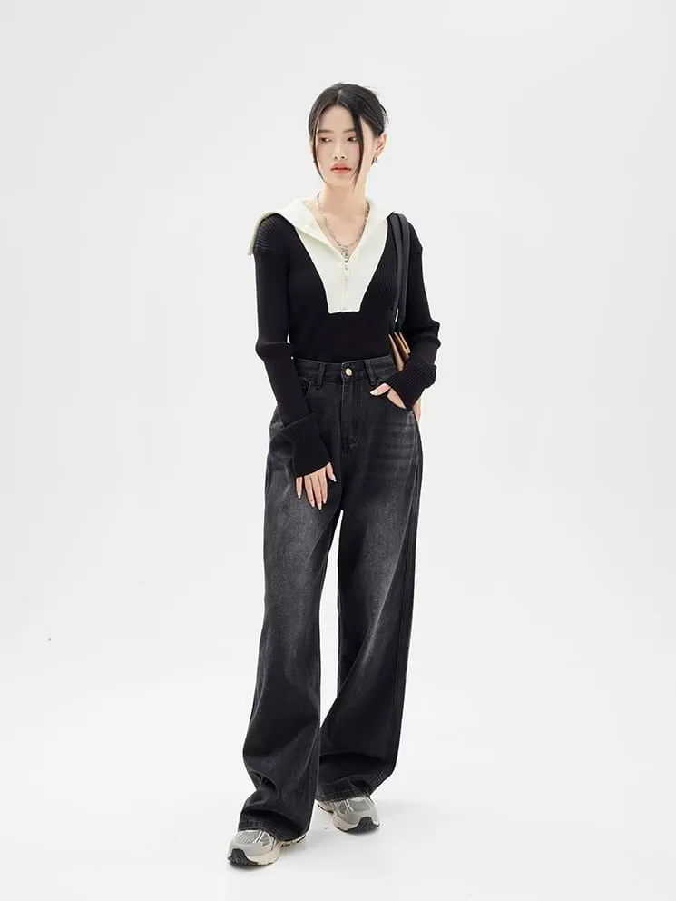 Half Zip Color Block Top